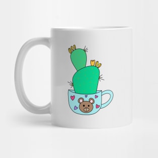 Cute Cactus Design #137: Green Cactus With Yellow Flowers In Cute Bear Mug Mug